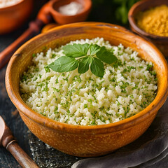 Rice dish on gourmet display