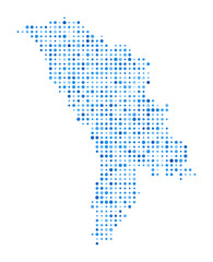 Poster - Moldova Dot Map. Country Digital Style Shape. Moldova vector image. Country shape with blue circular dots. Vibrant vector illustration.