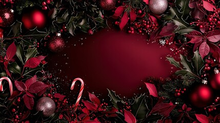 Sticker -   Christmas Wreath | Red Background | Candy Canes & Holly..Candy Canes: 15 | Holly: 25 | Background: 30 | Total: