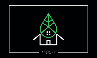 Wall Mural - Green Leaf House Logo Template Design Vector Illustration