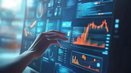 Poster - The world of financial management technology with performance analytics dashboard.
