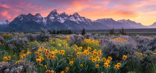 Sticker - Majestic Mountain Range at Sunset