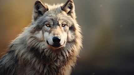  A wolf captured against a striking and dynamic background scene
