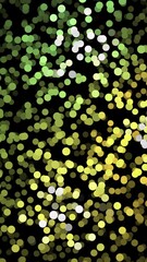 Poster - Abstract animation of small colorful particles chaotically moving on the black background and changing a color. Animation. Dynamic colorful animation on the black background