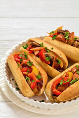 Canvas Print - zesty sausage, pepper, mushroom and onion hoagies