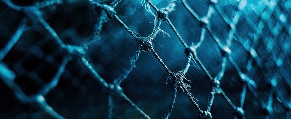 Wall Mural - Close-Up of Blue Netting with Blurred Background