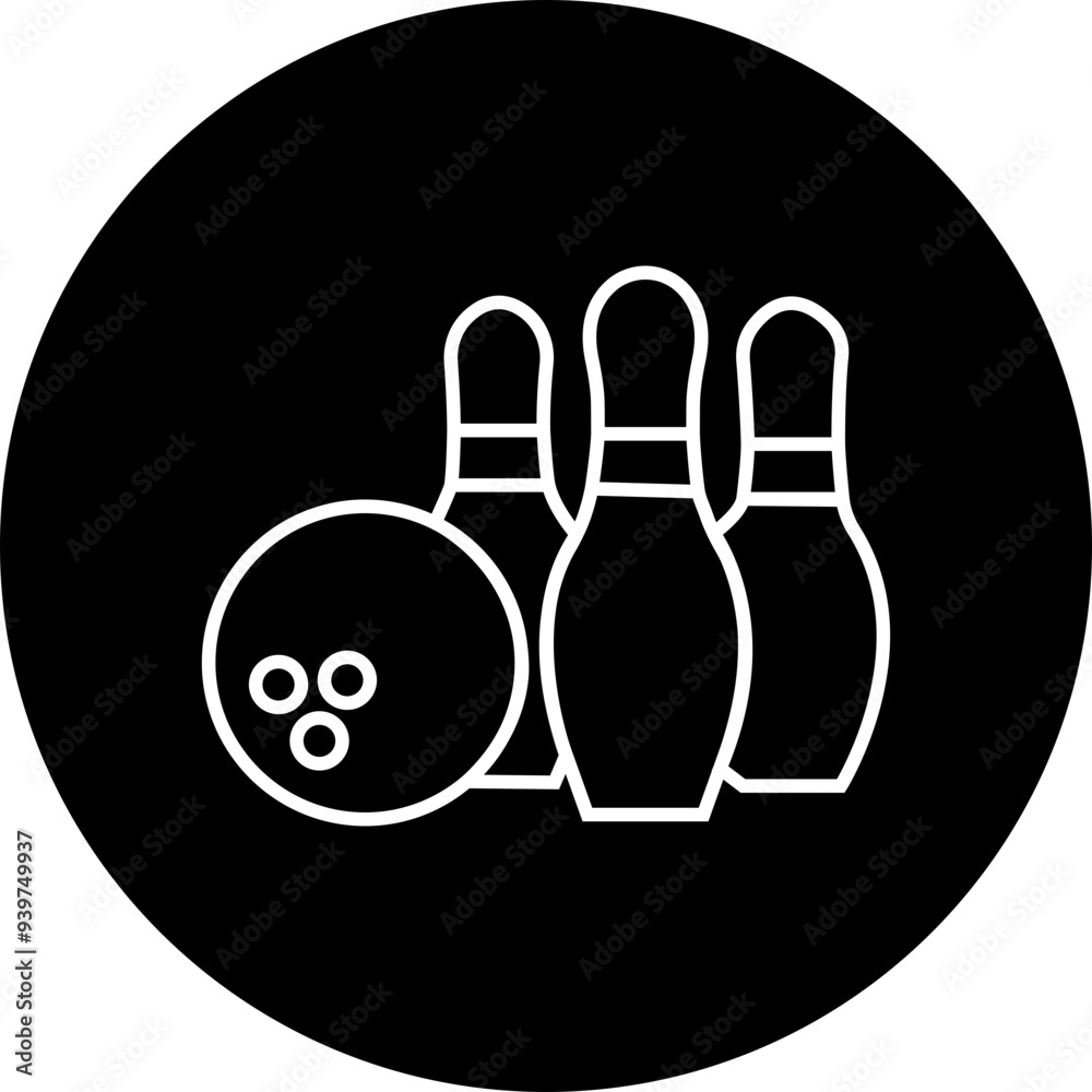 Bowling Strike Icon Bowling Ball And Pin Black Flat And Line Vector bowling-strike-icon-bowling-ball-and-pin-black-flat-and-line-vector