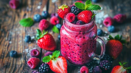 Berry and vegetables smoothie, healthy juicy vitamin drink diet or vegan food concept, fresh vitamins, homemade refreshing fruit beverage 