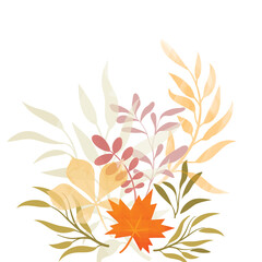 Wall Mural - Autumn Fall Background. Floral foliage texture. Flourish leaves decor. Autumnal  Nature. Watercolor Drawing for your design