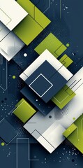 Poster - Abstract geometric shapes background with blue, green and white elements