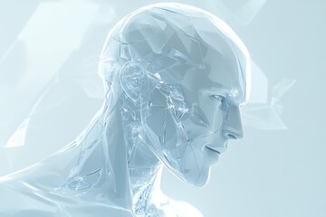 Poster - Glowing humanoid figure representing the next generation of AI and robotics captured in a sleek futuristic visual of advanced technology and human like intelligence