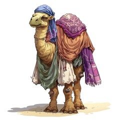 Dromedary Innkeeper Occupation fantasy animal cartoon isolated whitebackground