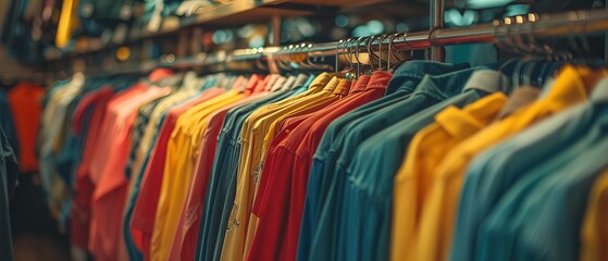 Clothing rack with shirts 