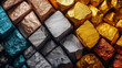 © ArtifyGraphy - Close-up of assorted precious and industrial metal cubes, showcasing the variety of raw materials used in different industries.