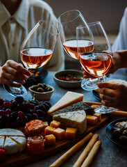 Glasses of rose wine seen during a friendly party of a celebration.