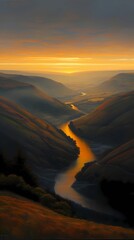 Wall Mural - sunset in the mountains