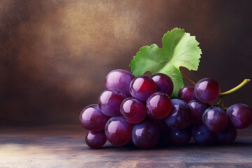 Fresh bunch of grapes on a rustic textured background