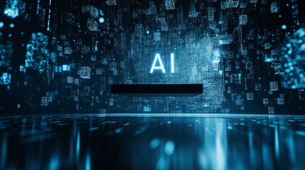 digital background featuring blue and black digital code