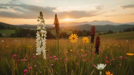 Poster - sunset in the field