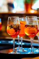 Bright alcoholic summer drink Aperol Spritz.