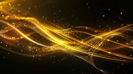 Wall Mural - Abstract Golden Waves with Sparkles