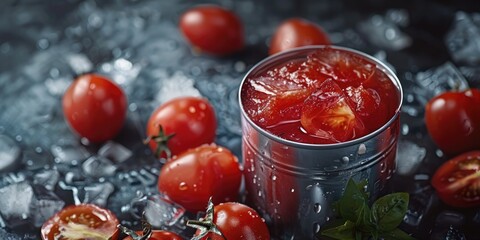 Wall Mural - Chilled Canned Tomato Paste in a Frozen Form