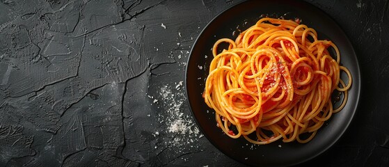 Wall Mural - Dark plate with paghetti on dark