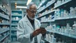 © bvbflo1 - Man pharmacist and reading tablet with box for healthcare