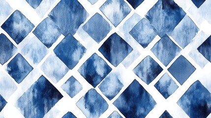 Sticker - A blue and white pattern of squares and diamonds