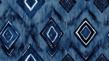 Poster - A blue and white patterned fabric with diamond shapes