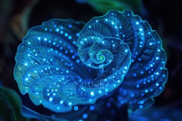 Wall Mural - Glowing blue spiral shell