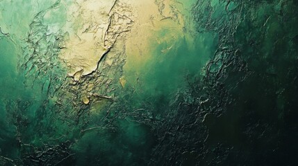 Canvas Print - Abstract Textured Green and Gold Artwork