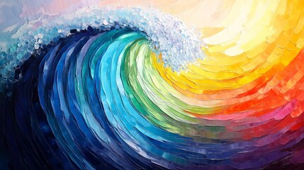 Wall Mural - Colorful Abstract Ocean Wave Painting