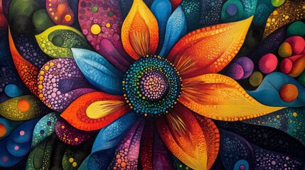 Poster - Colorful Abstract Flower Painting