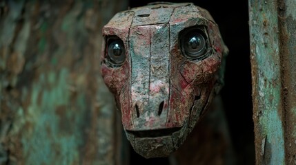 Poster - Mysterious face-like sculpture in the woods