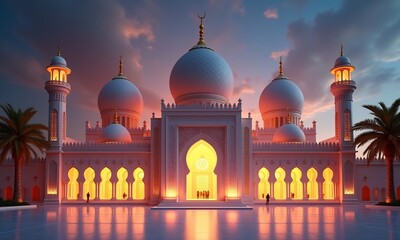 3d depiction of arabic palace for islamic ramadan celebration