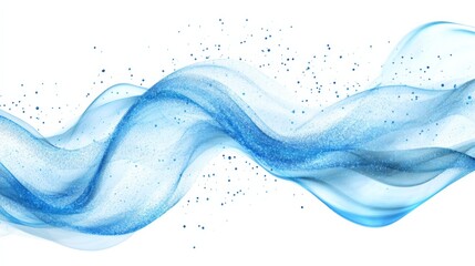 Wall Mural - Abstract Blue Wave with Glittering Particles