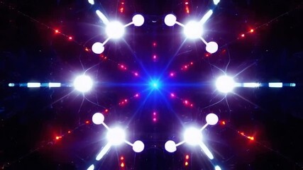 Poster - Exploring vibrant light patterns and dynamic colors at a cosmic-inspired installation in downtown during a weekend art festival. Generative AI