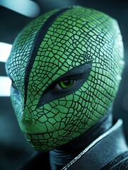 Poster - close-up of a green reptilian creature