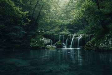 Poster - Enchanted Forest Waterfall