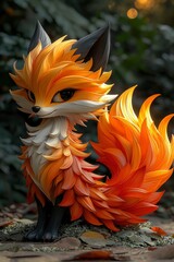 Poster - Cute Cartoon Fox with Fluffy Tail