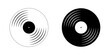 © vikusha_art - White and black vinyl record icons. Gramophone LP or long play music discs. Song single symbol. DJ equipment for techno party or 70s 80s 90s discotheque. Vector graphic illustration.