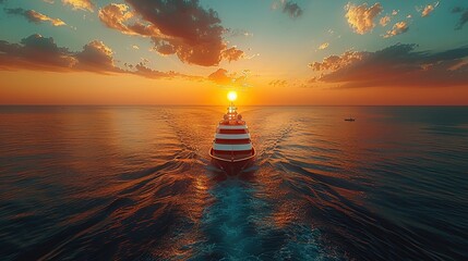 Sticker - Luxury Yacht Sailing into the Sunset