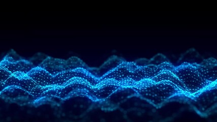 Aufkleber - Wave of particles and lines. Big data visualization. Abstract background with a dynamic wave. 3d rendering.
