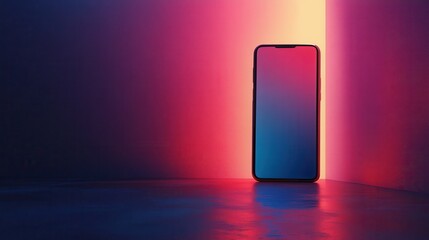Poster - Modern Smartphone Mockup in Vibrant Neon Lighting