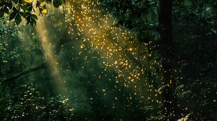 Poster - Fireflies Dancing in the Forest at Night