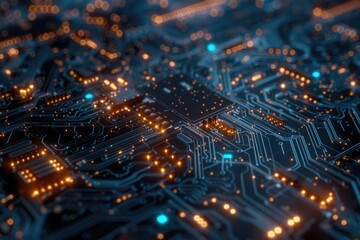Poster - A detailed view of an electronic circuit board with various components and wires