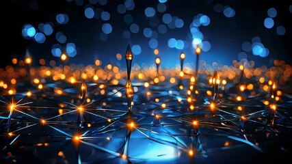 Poster - Abstract technology background with glowing lines and dots