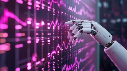 Sticker - AI Robotic Hand Interacting with Stock Market Data