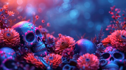 Celebrating the dead: happy Dia de los Muertos, honoring and remembering loved ones with vibrant traditions, altars, festive activities in a colorful celebration of life and ancestry